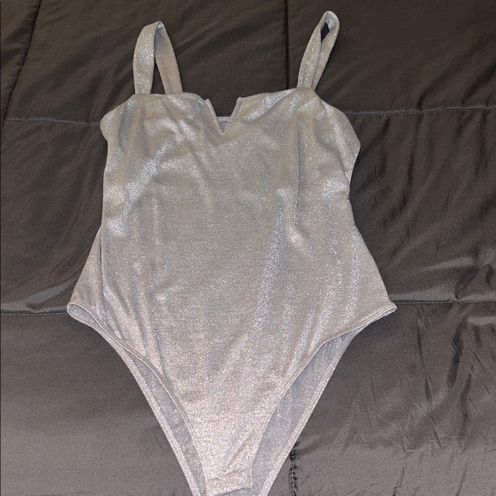 Wild Fable Shimmering Silver Bodysuit